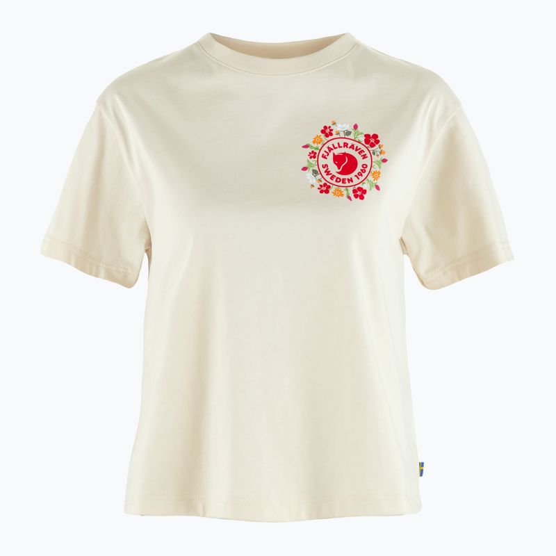 Maglietta Fjällräven donna Fjällblomster Logo bianco gesso