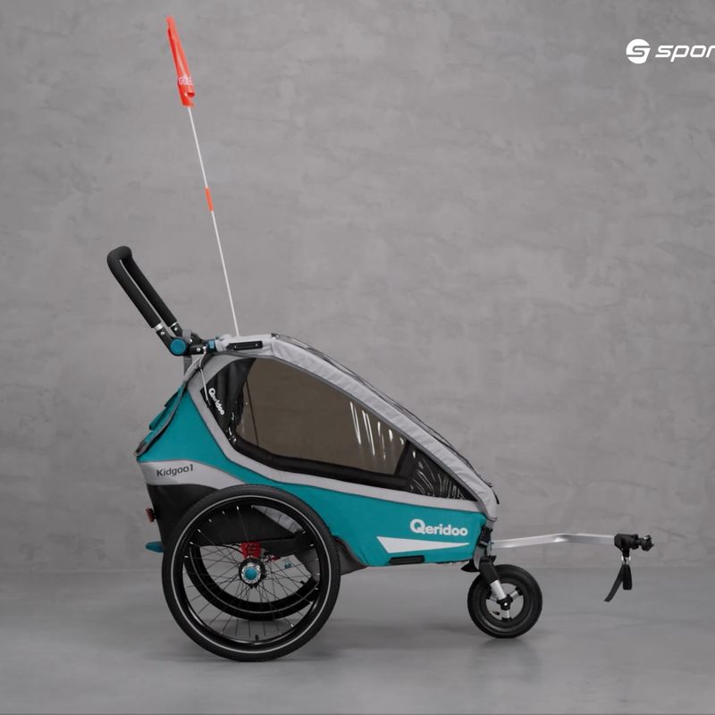 Rimorchio per bicicletta Qeridoo Kidgoo1 blu petrolio 12