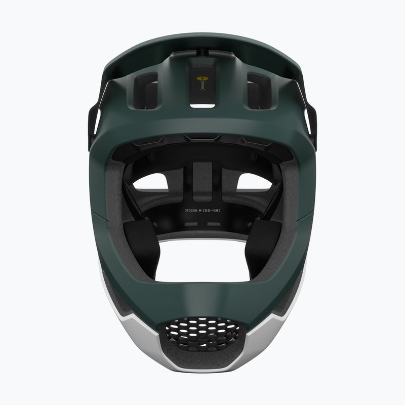 POC Otocon Race MIPS casco da bici verde pargasite opaco/bianco idrogeno opaco 3