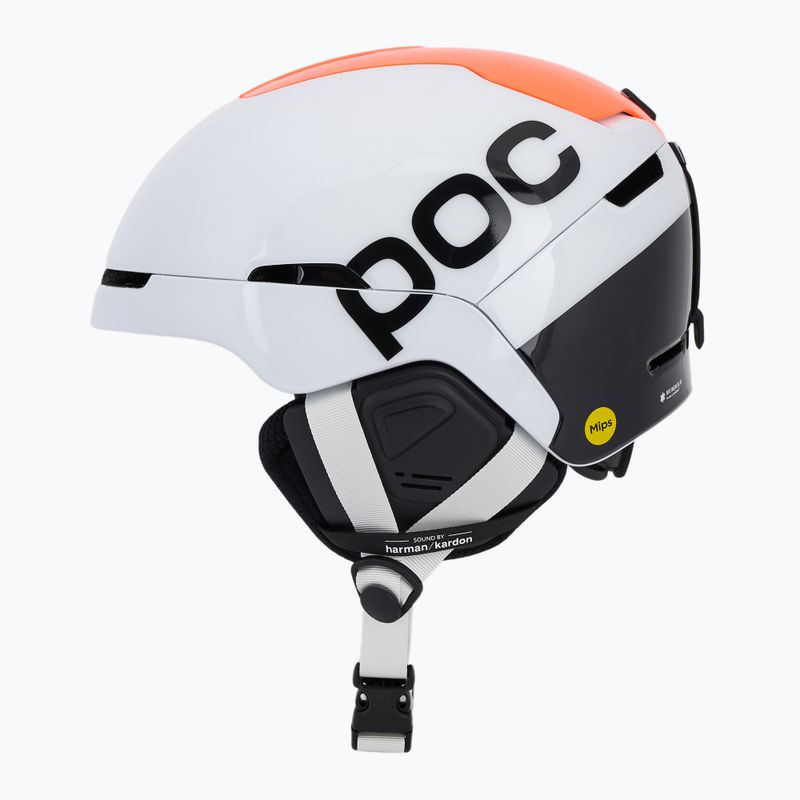 Casco da sci con sistema audio POC Obex Connect idrogeno bianco/arancio fluorescente avip 4