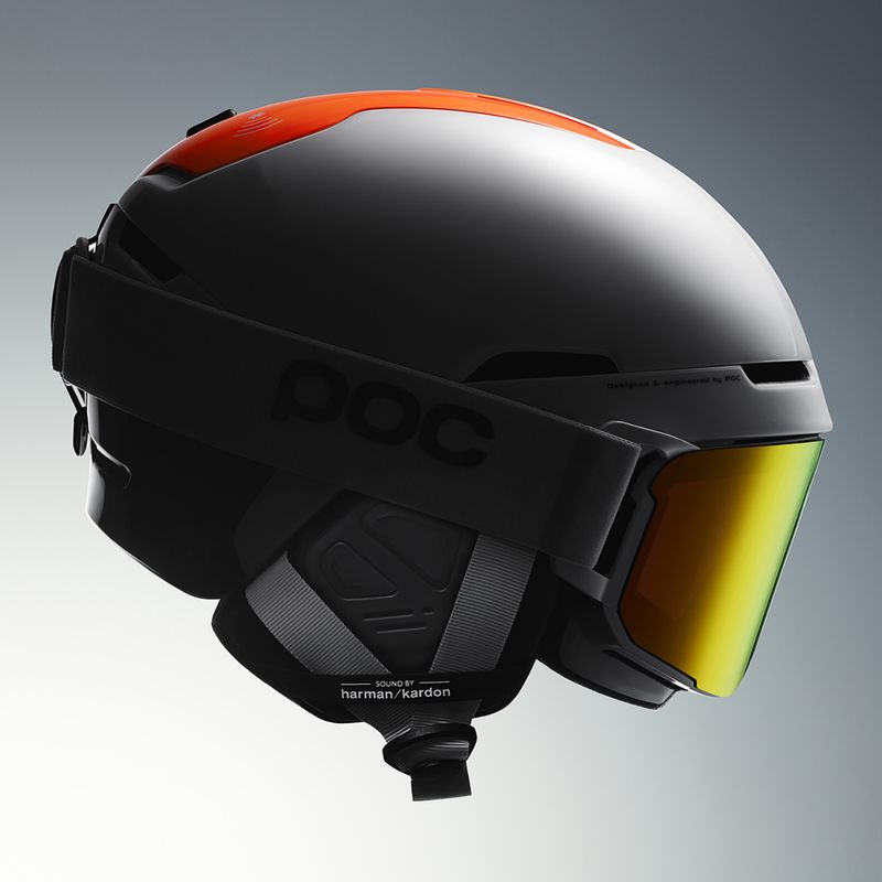 Casco da sci con sistema audio POC Obex Connect idrogeno bianco/arancio fluorescente avip 9