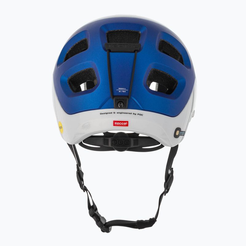 Casco da bicicletta MTB POC Tectal Race MIPS idrogeno bianco/blu opaco metallizzato 3