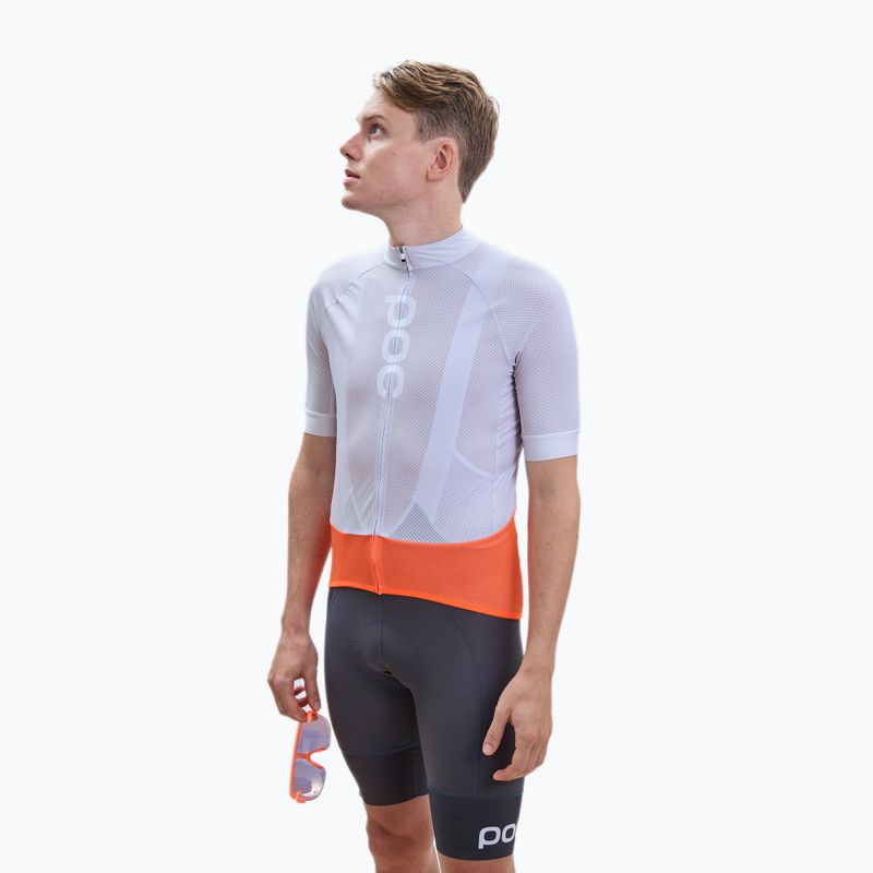 Maglia da ciclismo POC Essential Road Logo uomo grigio granito/arancio rosa 2