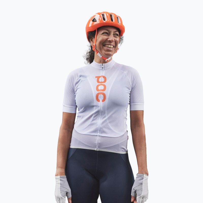 Maglia ciclismo donna POC Essential Road Logo idrogeno bianco/grigio granito