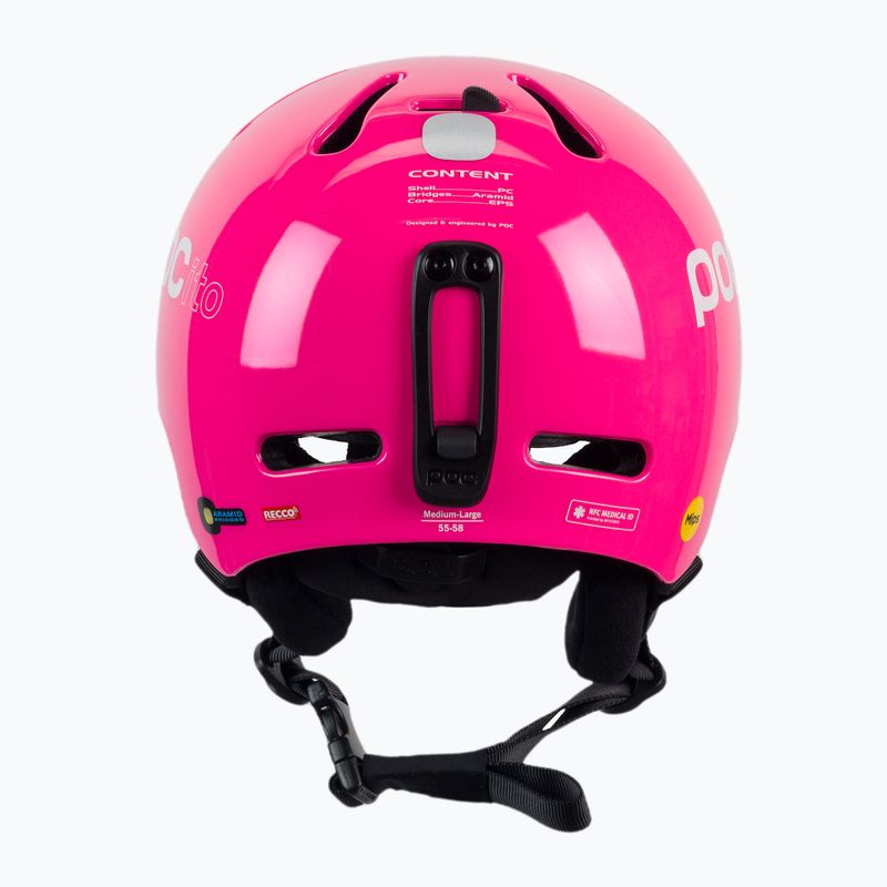 Casco da sci per bambini POC POCito Fornix MIPS rosa fluorescente 3