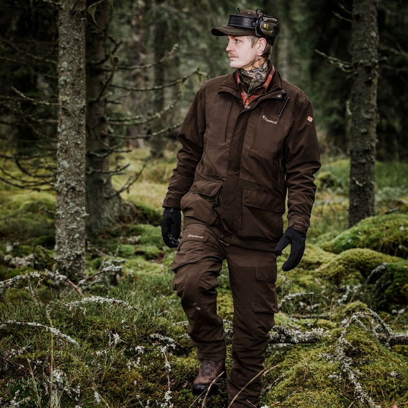 Giacca antipioggia da uomo Pinewood Smaland Light in pelle scamosciata marrone 15