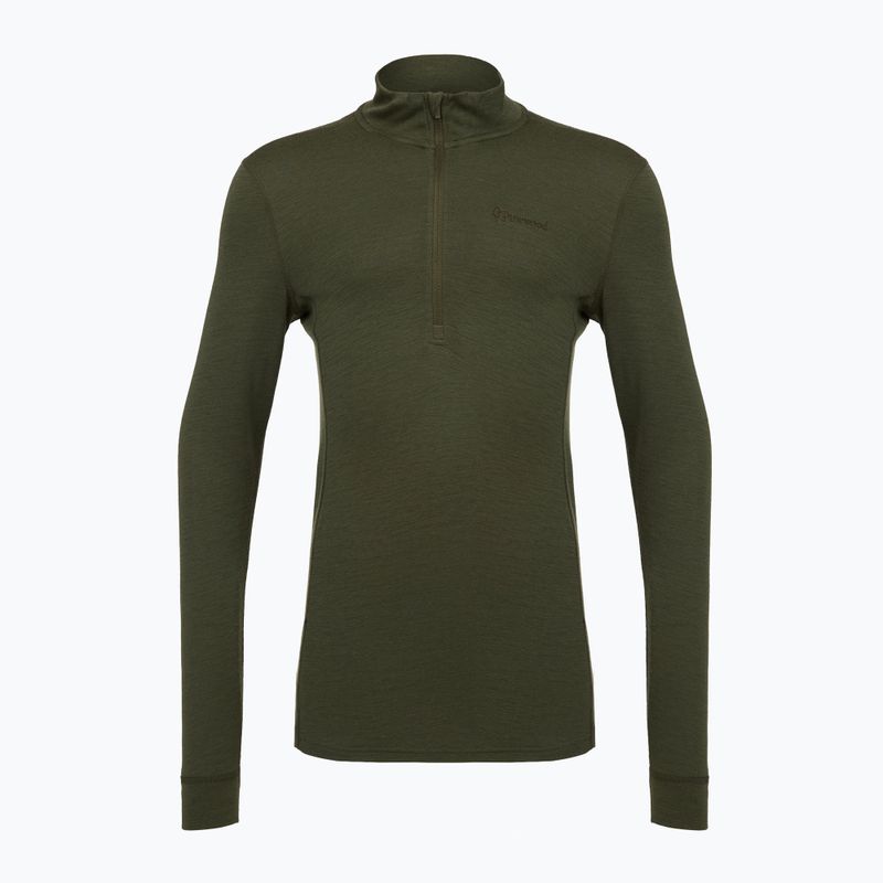 Felpa termica Pinewood Abisko Merino Base Layer Half Zip Uomo d.mossgreen
