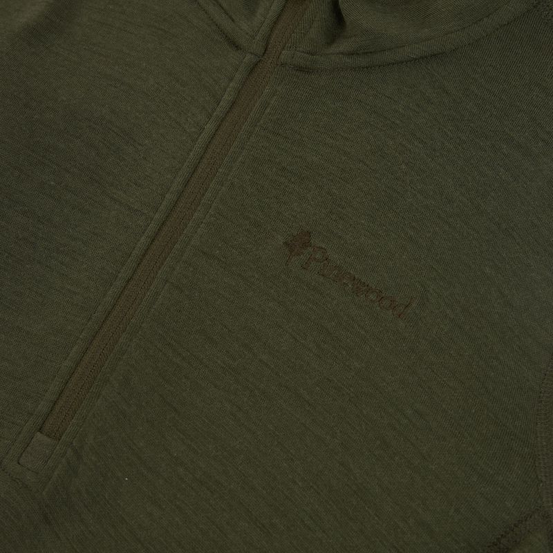 Felpa termica Pinewood Abisko Merino Base Layer Half Zip Uomo d.mossgreen 3