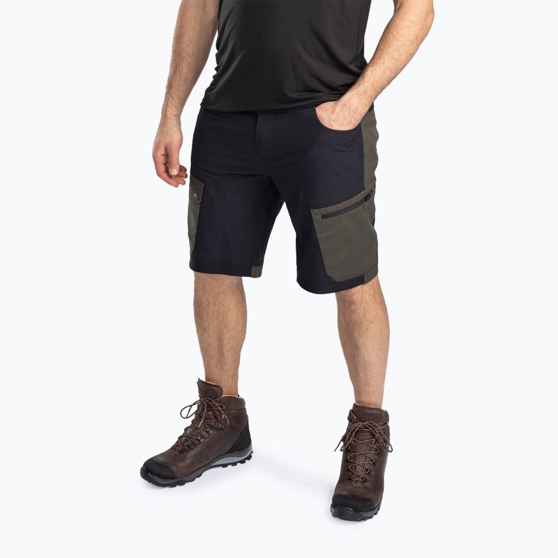 Pantaloncini da trekking Pinewood Finnveden Trail Hybrid nero/verde muschio da uomo