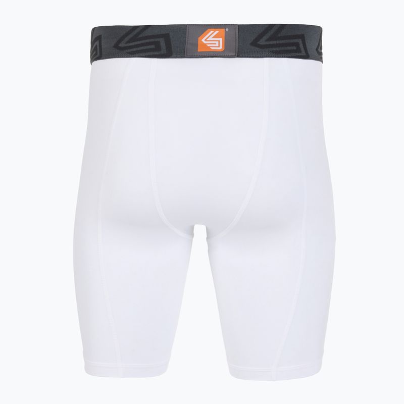 Pantaloncini a compressione con protezione inguinale Shock Doctor Compression bianco 2