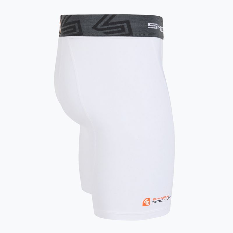 Pantaloncini a compressione con protezione inguinale Shock Doctor Compression bianco 3
