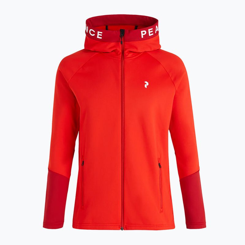 Uomo Peak Performance Rider Zip Hood felpa da trekking rosso racing