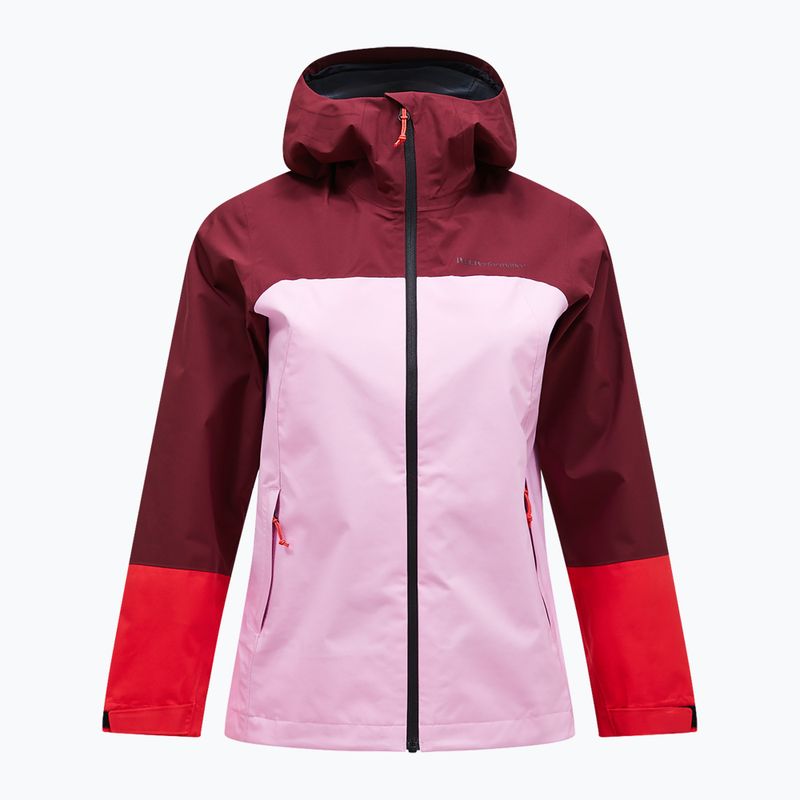 Giacca Peak Performance Trail Hipe Shell donna oscura/morning dew/red rain jacket