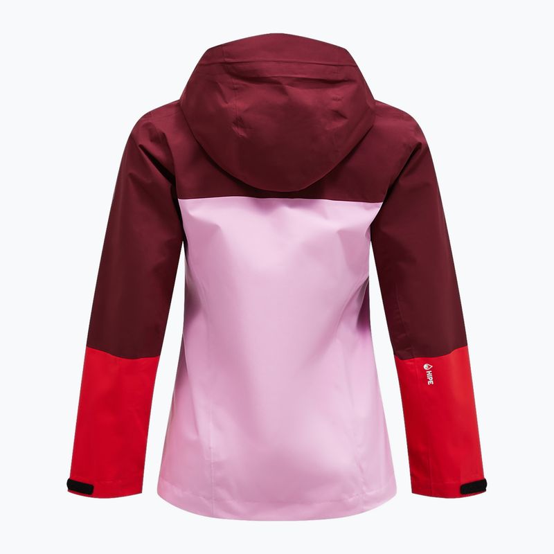 Giacca Peak Performance Trail Hipe Shell donna oscura/morning dew/red rain jacket 2