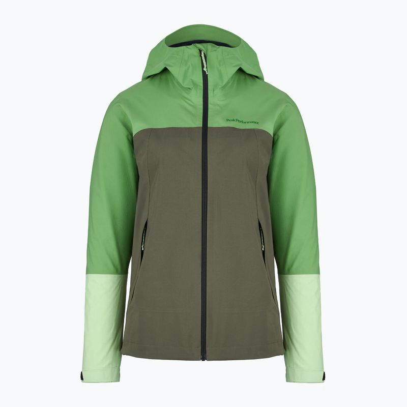 Giacca Peak Performance Trail Hipe Shell da donna, menta piperita, ago di pino e pioggia vivace