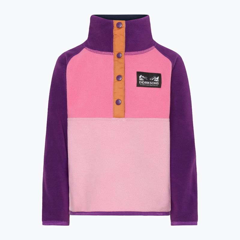 Didriksons Monte Half Button felpa in pile per bambini rosa chiaro heather 8