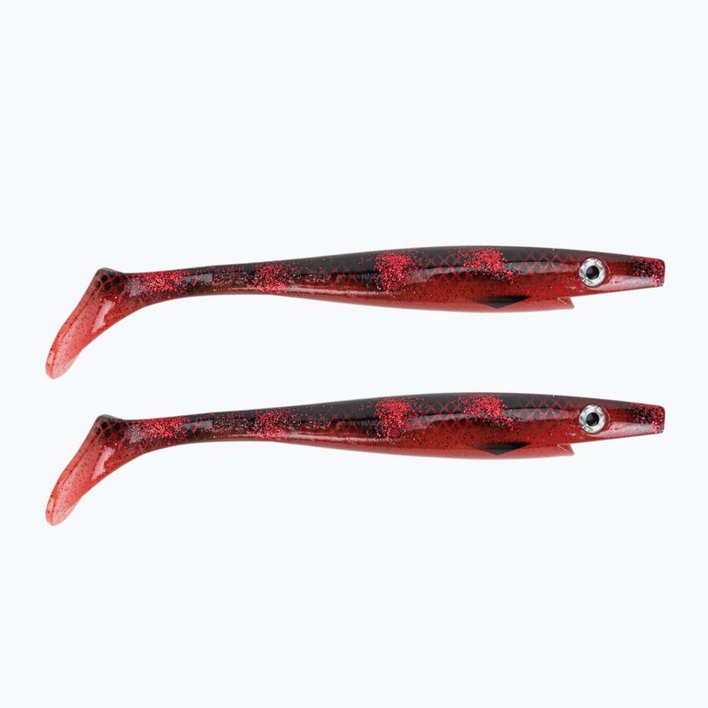 Strike Pro Pig Shad Jr esca in gomma 2 pezzi nero/rosso TEV-SP172C-116