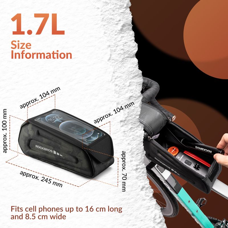 Borsa da bici per telaio Rockbros 30120064 Bike Tube Bag camouflage 6