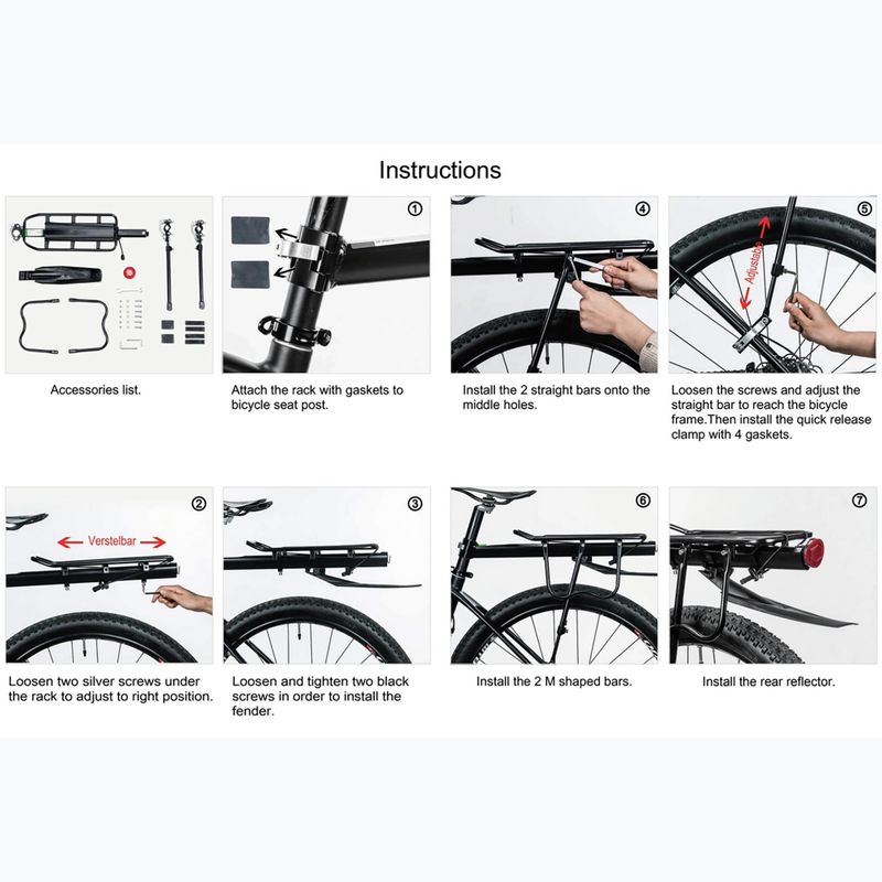 Portapacchi per bici Rockbros 33210004001 Bike Rear Rack black 3