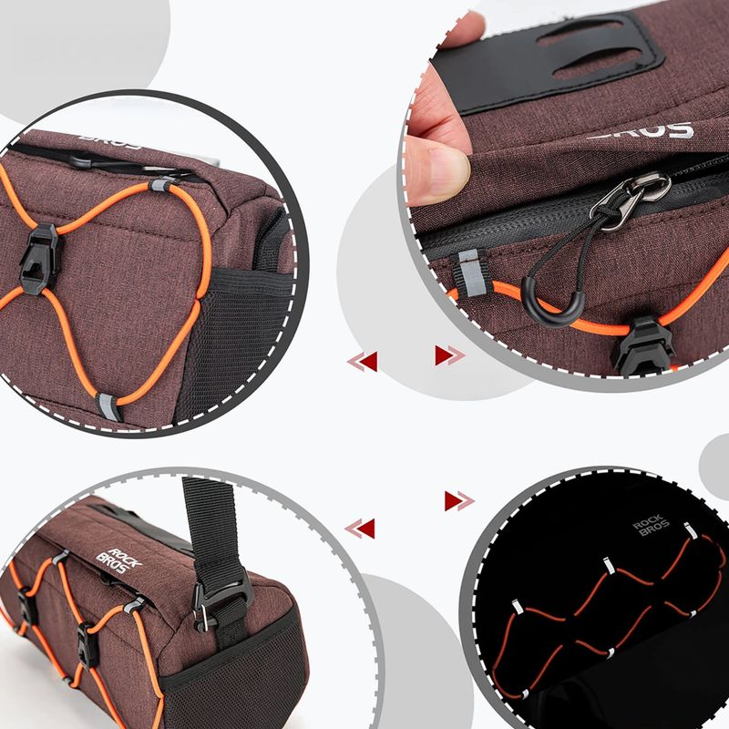 Borsa da manubrio per bicicletta Rockbros 30110054 Bike Front Bag 2,2 l brown 3