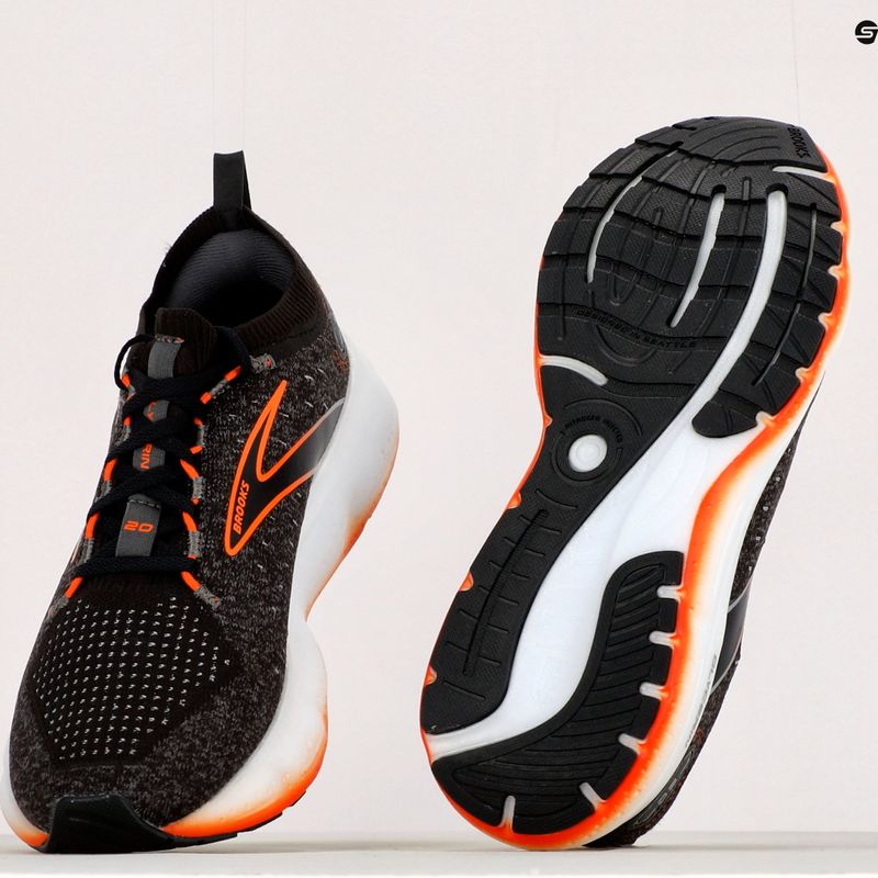 Brooks Glycerin StealthFit 20 scarpe da corsa uomo nero/perla annerita/rosso fuoco 15