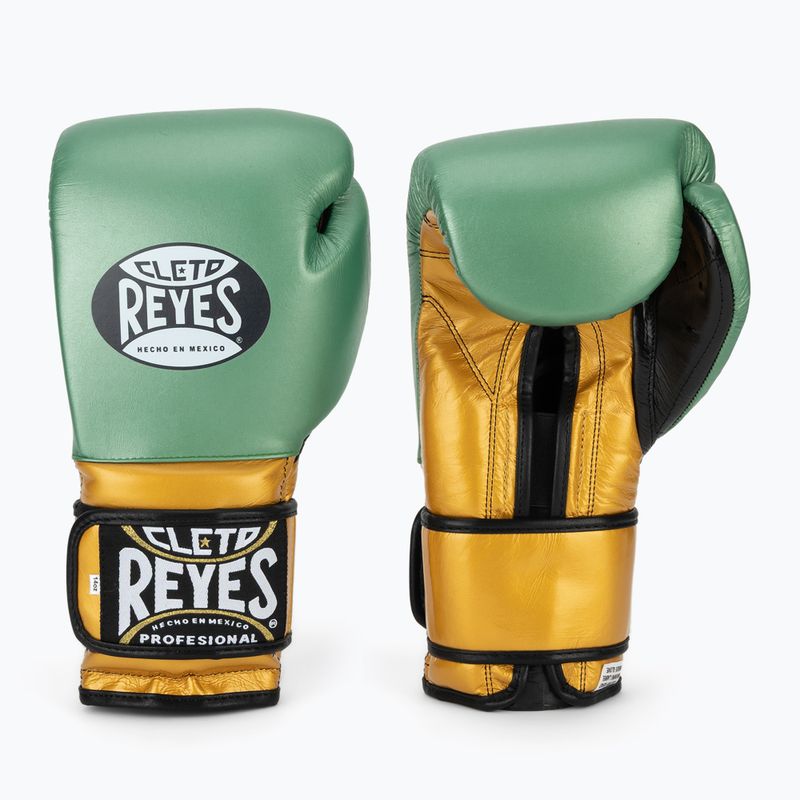 Cleto Reyes Velcro Sparring verde metallizzato/oro guanti da boxe wbc