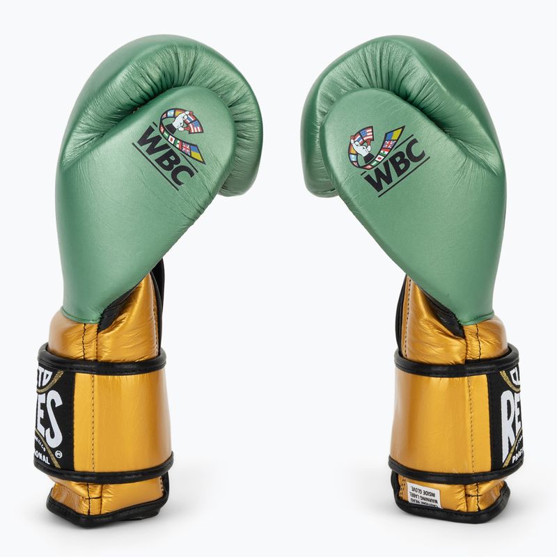 Cleto Reyes Velcro Sparring verde metallizzato/oro guanti da boxe wbc 4