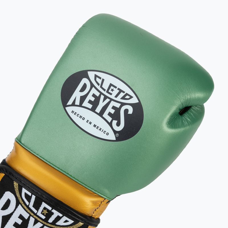 Cleto Reyes Velcro Sparring verde metallizzato/oro guanti da boxe wbc 5