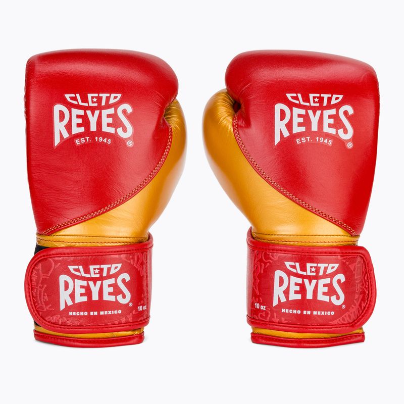 Guantoni da boxe in pelle rosso/oro Cleto Reyes High Precision Training 2