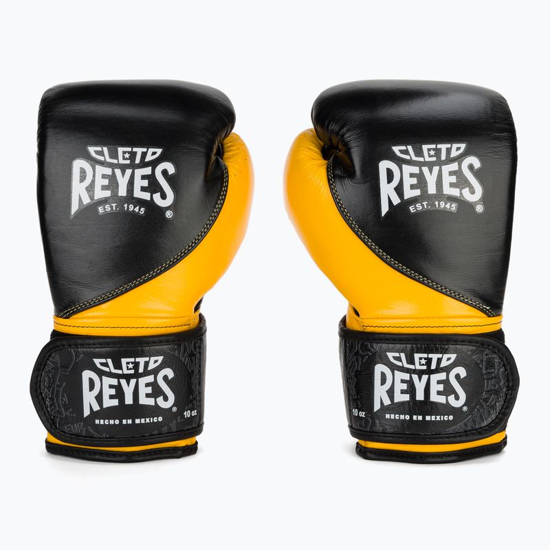 Guantoni da boxe in pelle nera/gialla Cleto Reyes High Precision Training 2