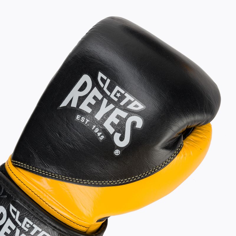 Guantoni da boxe in pelle nera/gialla Cleto Reyes High Precision Training 5