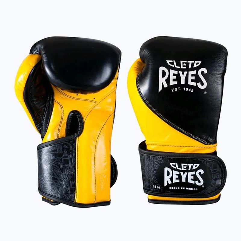 Guantoni da boxe in pelle nera/gialla Cleto Reyes High Precision Training