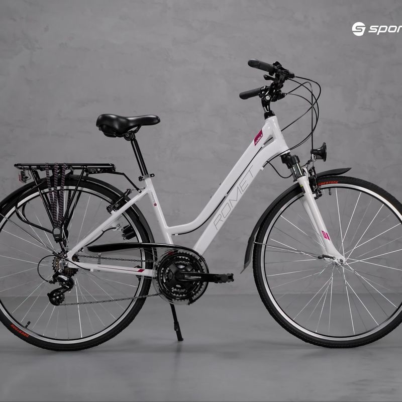 Bicicletta da trekking da donna Romet Gazela bianco/viola 15