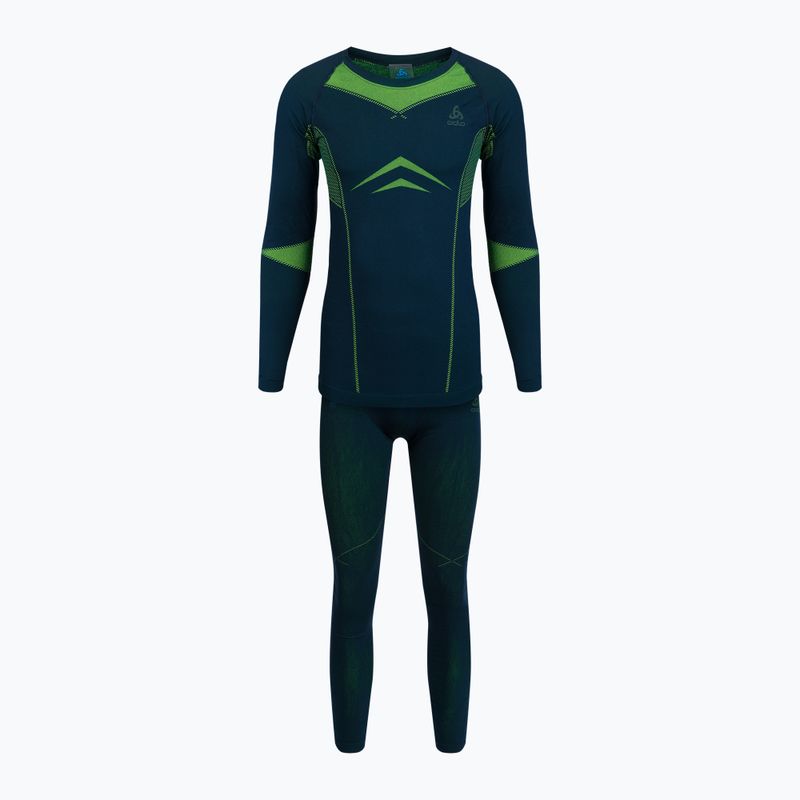 Set di biancheria intima termica da uomo ODLO Fundamentals Performance Warm zaffiro scuro/giallo