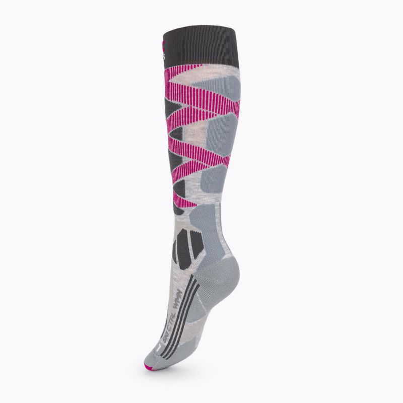 Calze da sci da donna X-Socks Ski Control 4.0 grigio melange/carbonio 3