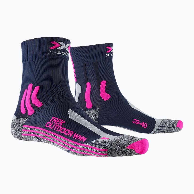 Calze da trekking da donna X-Socks Trek Outdoor blu notte/rosa/grigio melange 4