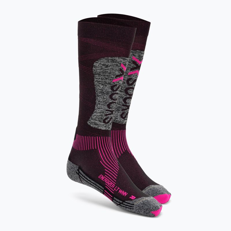 Calzini da sci da donna X-Socks Ski Energizer Lt 4.0 nero/fluopink/stonegrey melange