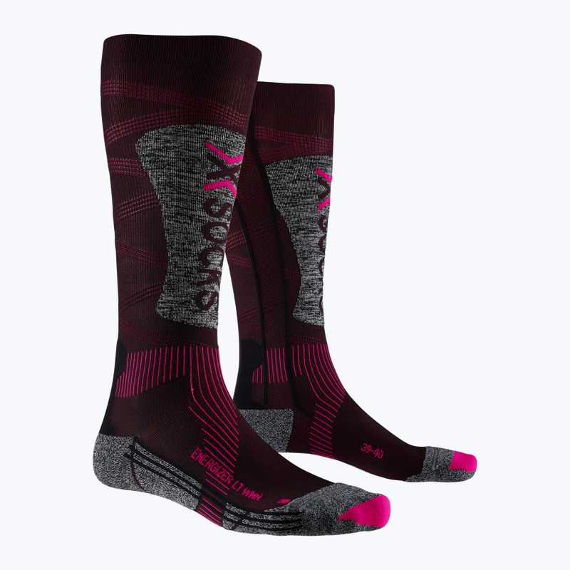 Calzini da sci da donna X-Socks Ski Energizer Lt 4.0 nero/fluopink/stonegrey melange 5