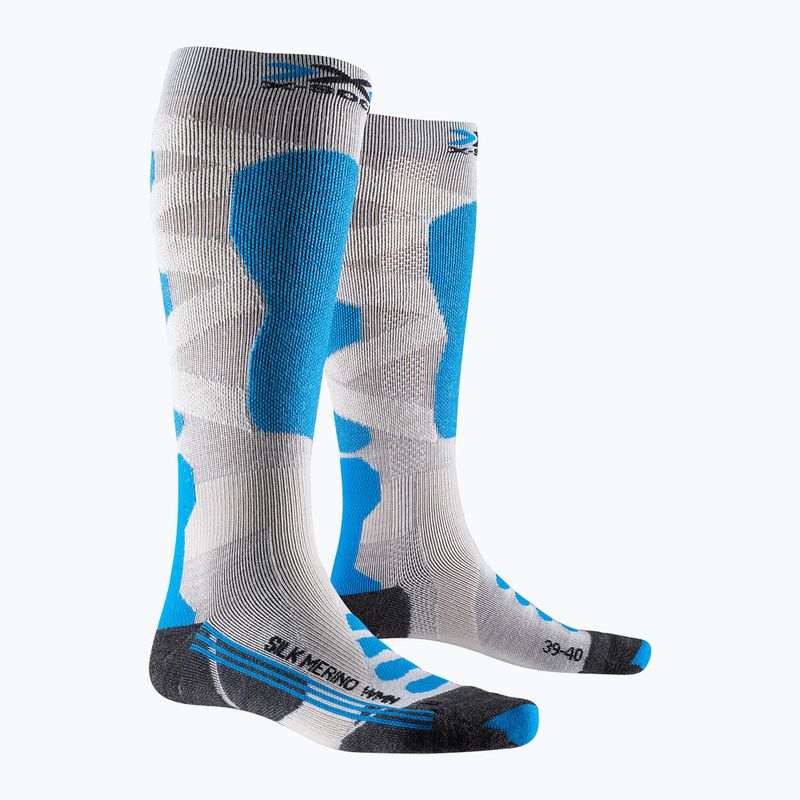 Calze da sci da donna X-Socks Ski Silk Merino 4.0 bianco/nero/turchese 5