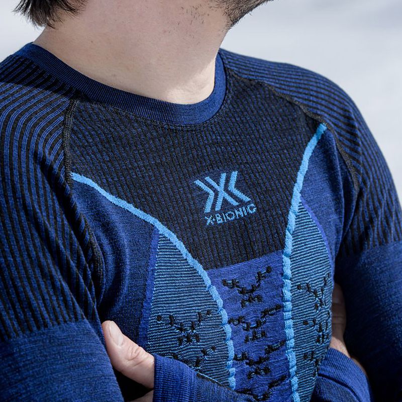 X-Bionic Merino thermal longsleeve da uomo blu oceano scuro/cielo 6