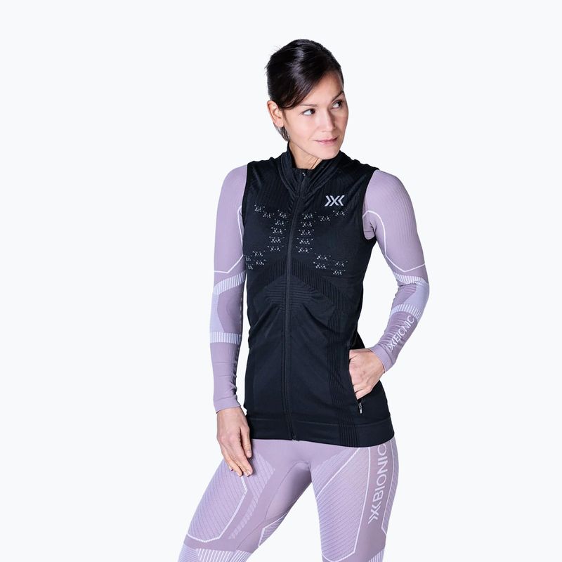 Top donna X-Bionic Energy Accumulator Light Full Zip nero/grigio chiaro senza maniche