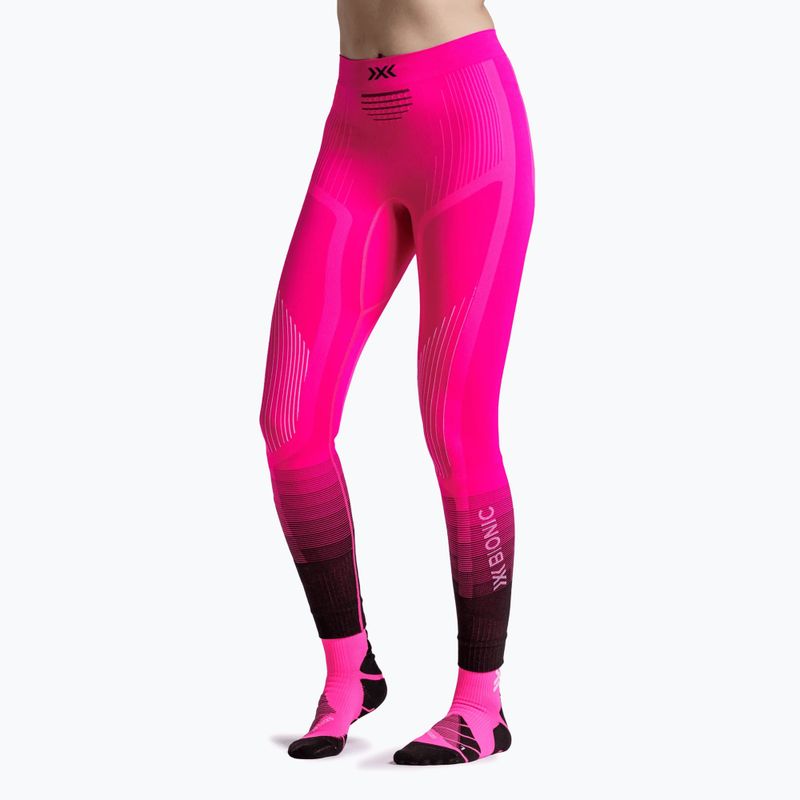 Pantaloni termici da donna X-Bionic Invent Graphics fluo pink/x white 3