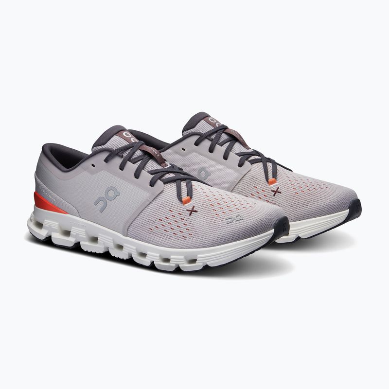 Scarpe da corsa On Cloud X 4 argento/fiamma da uomo 9