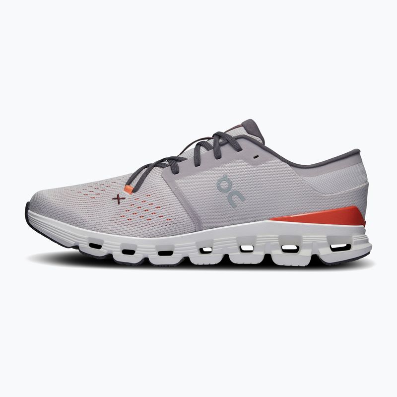 Scarpe da corsa On Cloud X 4 argento/fiamma da uomo 10