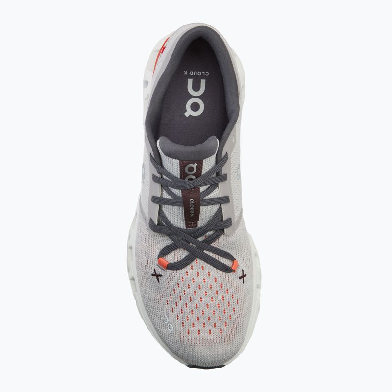 Scarpe da corsa On Cloud X 4 argento/fiamma da uomo 5