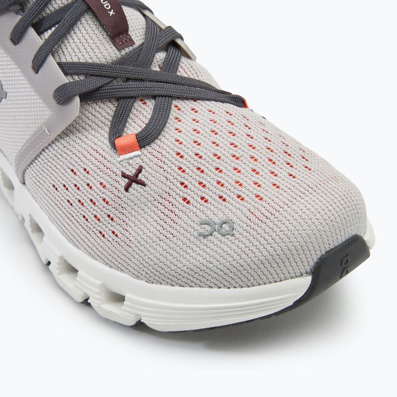 Scarpe da corsa On Cloud X 4 argento/fiamma da uomo 7