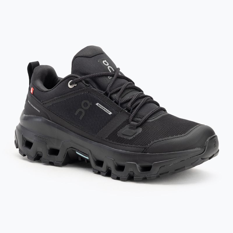Scarpe On Cloudrock Low Waterproof nero/nero da donna