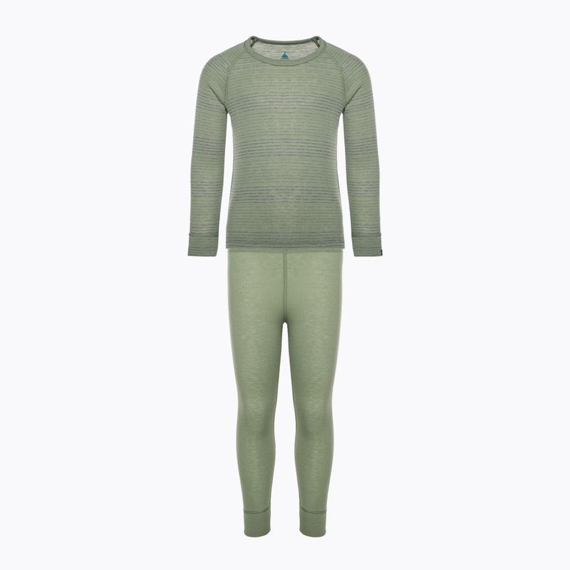 Set di intimo termico per bambini ODLO Active Warm Eco grigio acciaio melange/verde opaco