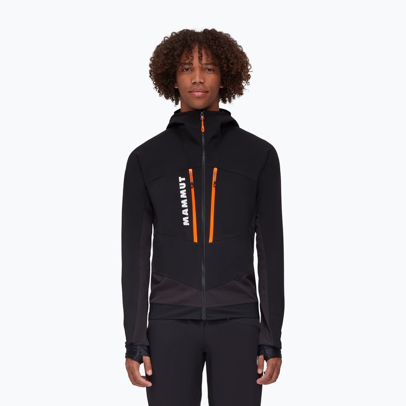 Giacca softshell da uomo Mammut Aenergy SO Hybrid con cappuccio nero/arancio vivo