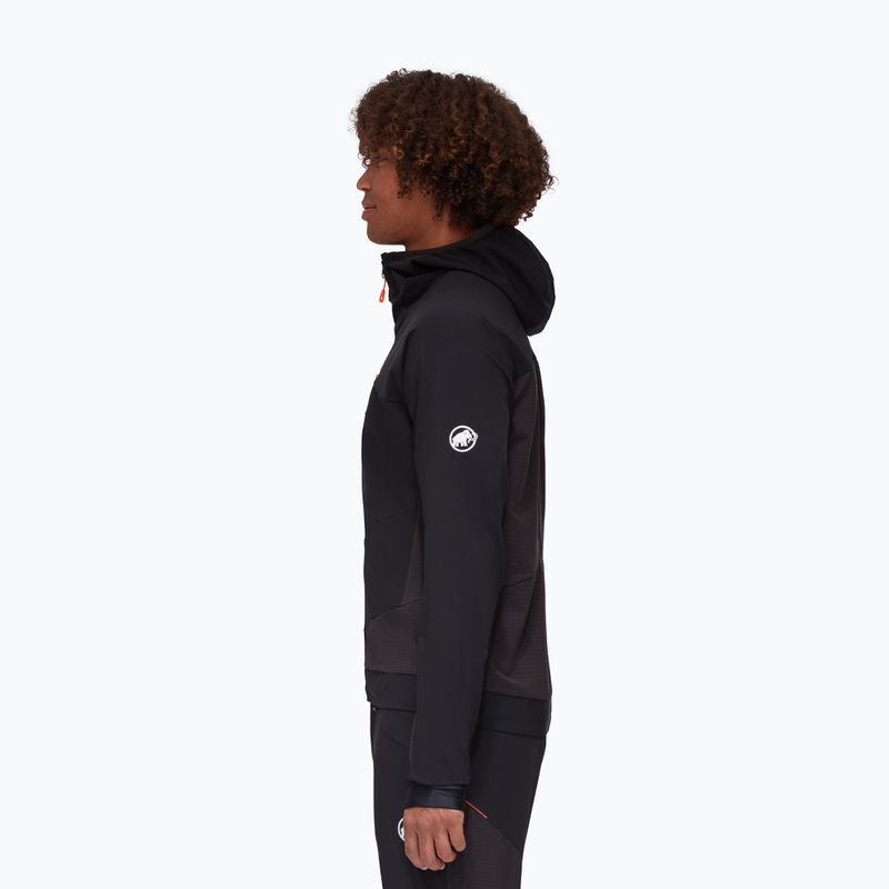 Giacca softshell da uomo Mammut Aenergy SO Hybrid con cappuccio nero/arancio vivo 2